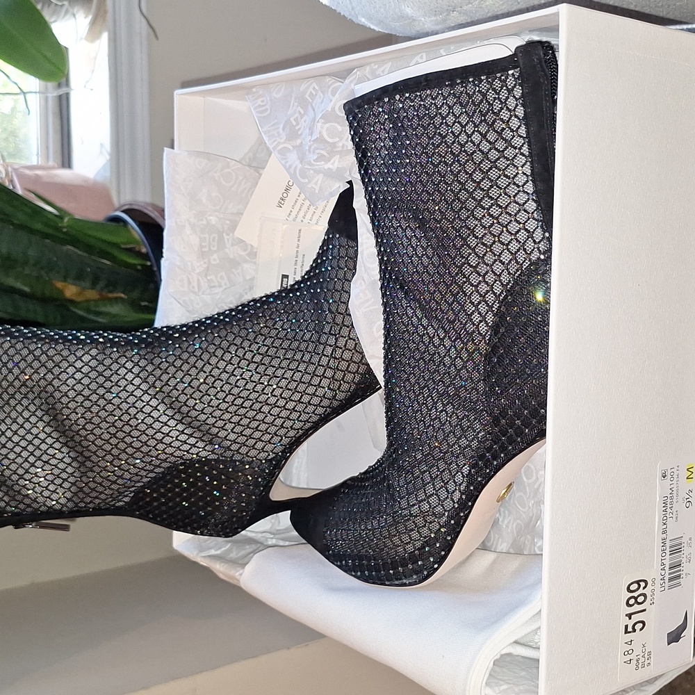 Veronica Beard elgant Black Mesh Women's Boots